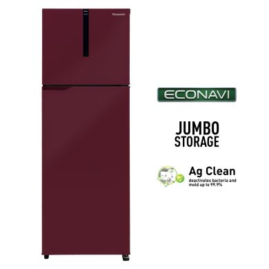 280L Double Door 2 Star AI Enabled Inverter Technology Frost Free Refrigerator (NR-TH292BPRN, Deep Wine, Jumbo Fresh Vegetable Basket, Net Capacity 256L)