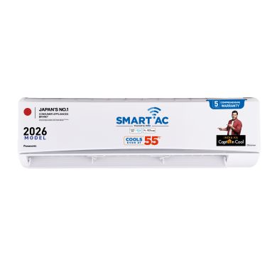 Panasonic 2.5 Ton 3 Star Premium WiFi Inverter Smart Split AC (Matter Enabled, AI, 55°C Operation, Higher Airflow, Crystal Clean, Copper Condenser, 8in1 Convertible, 4-Way Swing, PM0.1 Filter, CS/CU-QU30CKYFM, 2026 Model, White)
