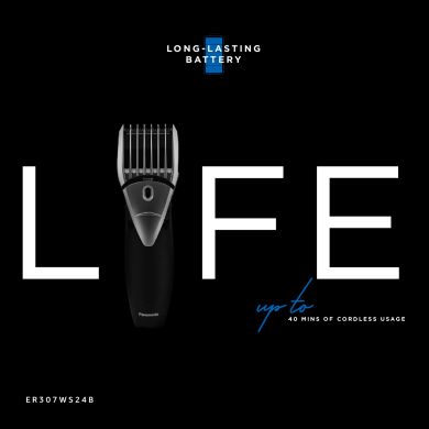 Corded/Cordless Rechargeable Trimmer with Quick Adjust Dial (ER307WS24B, Silver)