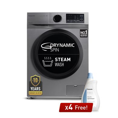 8 Kg 5 Star Fully-Automatic Front Loading Washing Machine (NA-148MH2L01, Dark Silver, Drynamic Spin, Steam Care, Baby Care)