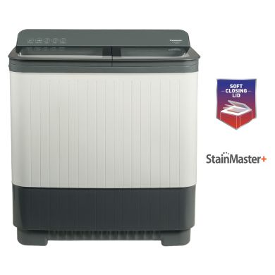 10 kg 5 Star Semi-Automatic Glass Lid Top Loading Washing Machine with Powerful Motor (NA-W100H6HRB, Grey, Active Foam System)