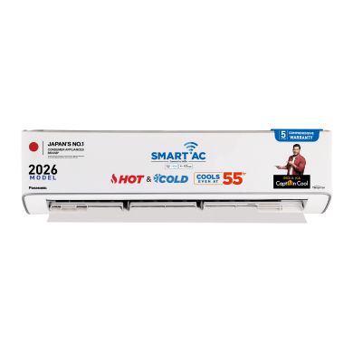 Panasonic 2.0 Ton 3 Star Hot & Cold WiFi Inverter Smart Split AC (Matter Enabled, AI, -10 ~ 55°C Operation, Higher Airflow, Copper Condenser, 8in1 Convertible, 4-Way Swing, PM0.1 Filter, CS/CU-EZ24CKYFM, 2026 Model, White)