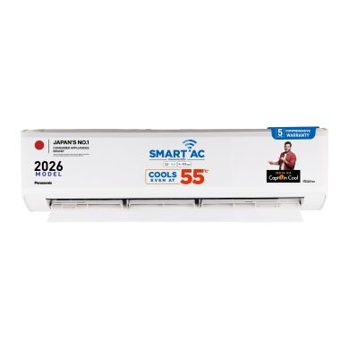 "Panasonic 2.0 Ton 5 Star Premium WiFi Inverter Smart Split AC (Matter Enabled, AI, 55°C Operation, Crystal Clean, Higher Airflow, Copper Condenser, 8in1 Convertible, 4-Way Swing, PM0.1 Filter, CS/CU-NU24BKY5W, 2026 Model, White)"