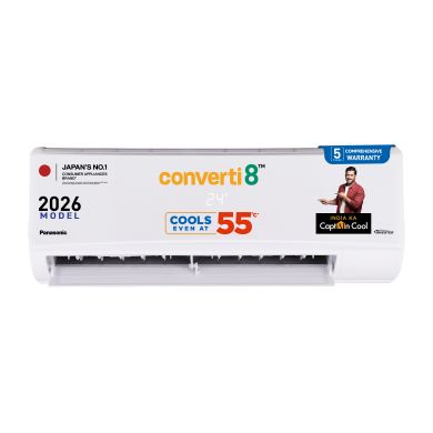 Panasonic 1.0 Ton 3 Star Inverter Split AC (Auto Cool, Higher Airflow, 55°C Operation, Crystal Clean, Copper Condenser, 8in1 Convertible, 2-Way Swing, Powerful Mode, PM0.1 Filter, CS/CU-SU12BKY3T, 2026 Model, White)