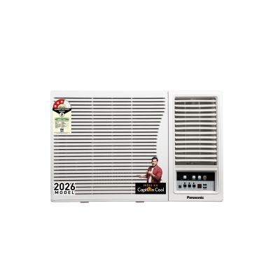 Panasonic 1.5 Ton 3 Star Fixed Speed Window AC (48°C Operation, Copper Condenser, 2-Way Swing, PM0.1 Filter, Powerful Mode, CW-LN183CM, White)