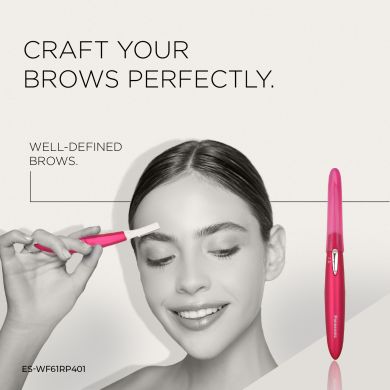 Women Facial Hair Shaver Trimmer with Eyebrow Shaper (ES-WF61RP401, Rouge Pink)