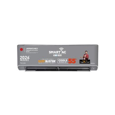 Panasonic 1.0 Ton 5 Star Premium WiFi Inverter Smart SplitAC (DustBuster Technology, Matter Enabled, AI, nanoeX, nanoe-G, AQI Indication, 55°C Operation, HigherAirflow, Copper Condenser, 8in1 Convertible, 4-Way Swing, CS/CU-HU12CKY5FM-P, 2026 Model, Grey)