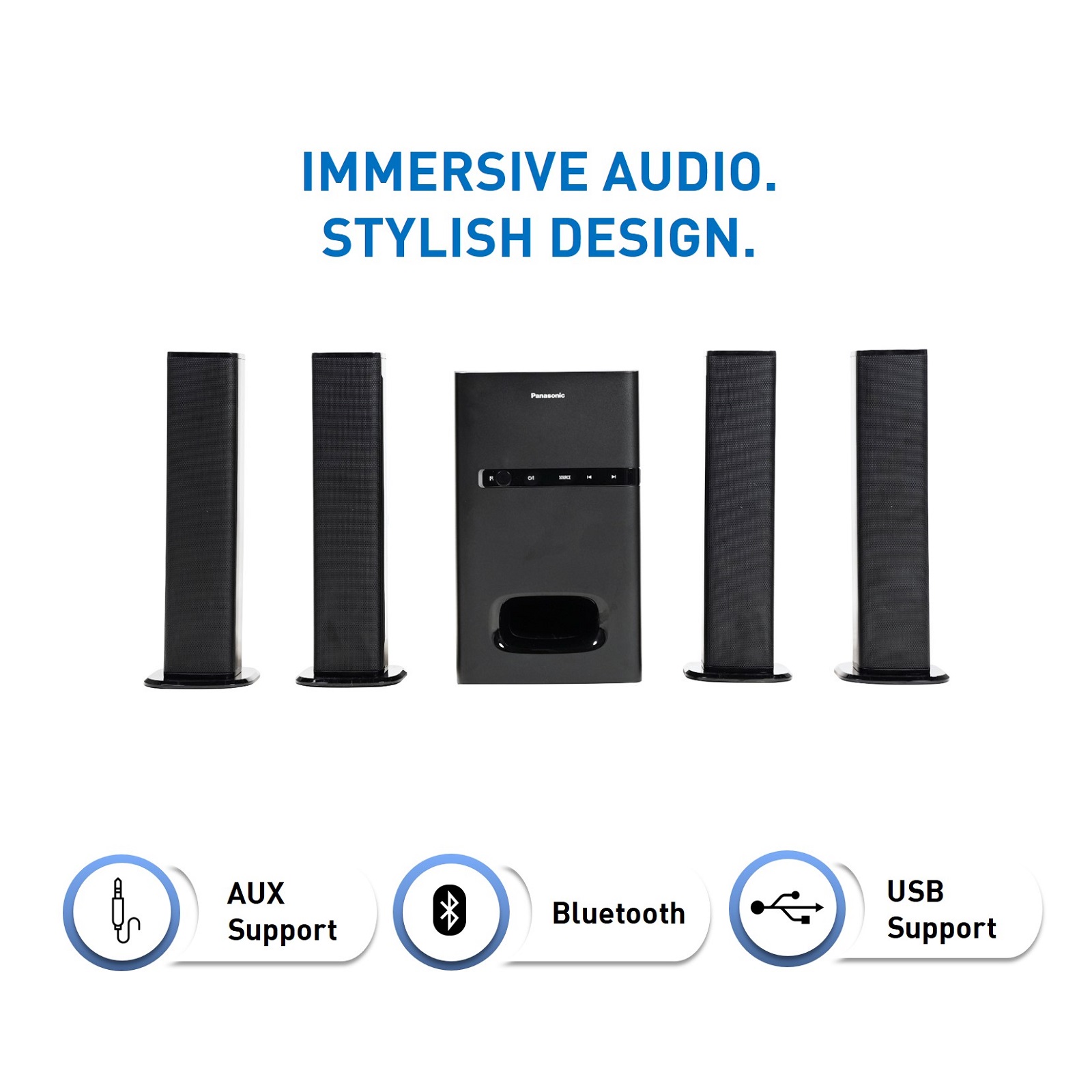 SC-HT480GW-K 100W 4.1 Channel Auxiliary, USB, Micro USB Soundbar (Black)